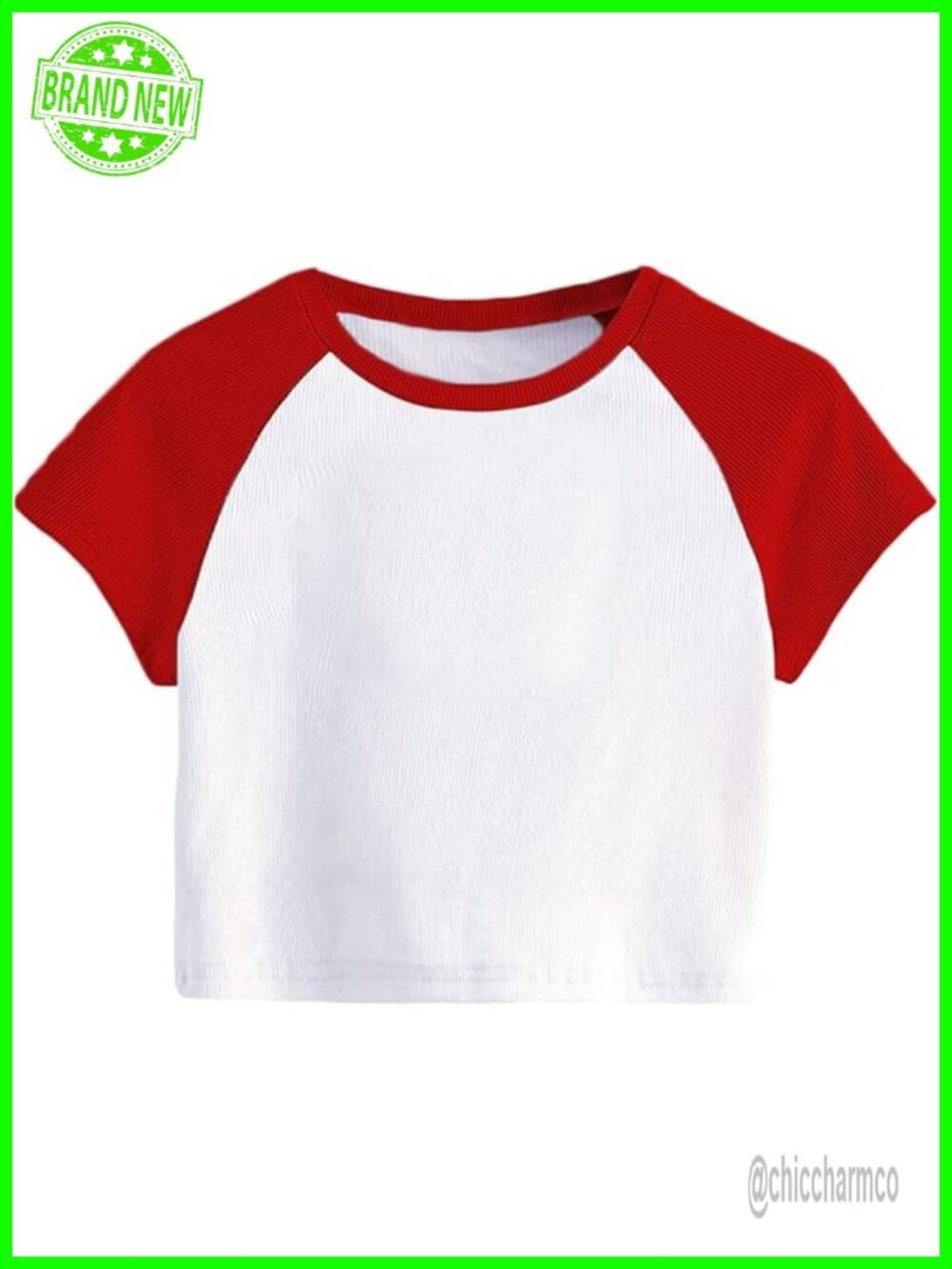 Raglan Sleeve Crop Top Knit Fitted Cropped T Shirt